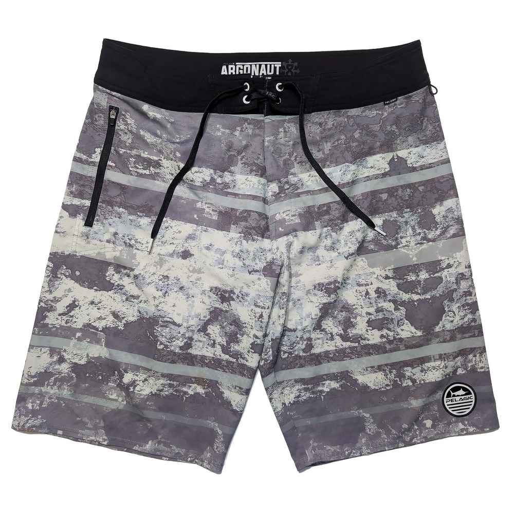 PELAGIC Argonaut Board Shorts Gray Striped Camo ~ Size 36